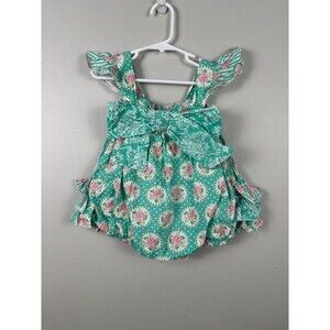 Serendipity Baby Girl 24 Months Bubble Romper Green Rose Bow